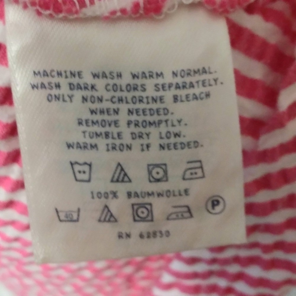 Lands' End Vintage Pink & White Pinstripe Seersucker Cap Sleeve Dress 10 modest - Picture 5 of 8